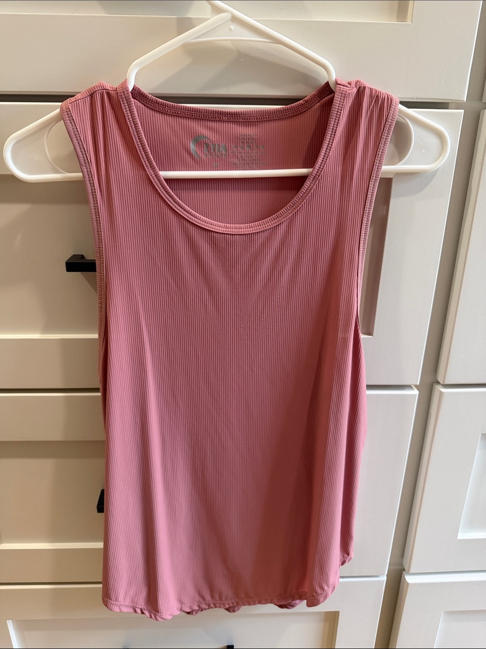 Ribbed Scoop Tank Top in Dusty Rose